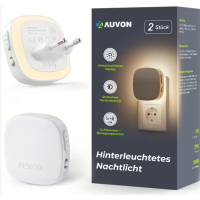 AUVON Luz nocturna con sensor de movimiento, paquete de 2, LED blanco cálido, brillo regulable, para pasillo, escalera, dormitorio