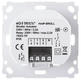 Homematic IP roller shutter actuator for IP20 brand switches, controllable via app, 500 VA