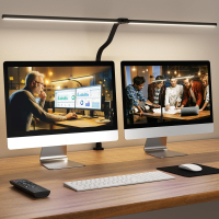 LAOPAO Doppelkopf-LED-Schreibtischlampe, EU/US-Architekt-Schreibtischlampen, Büro, 24 W, schwarz