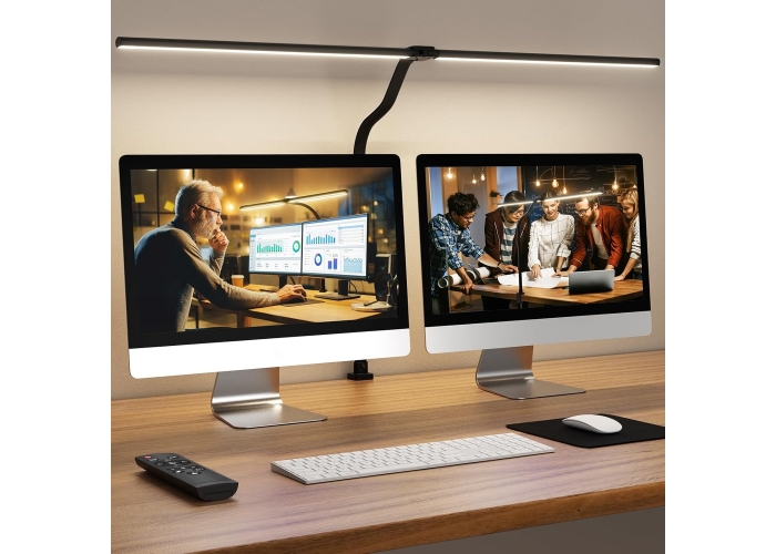 Lámpara de escritorio LED de doble cabezal LAOPAO, lámparas de escritorio para arquitectos de la UE/EE. UU., 24 W, color negro Lámpara de escritorio LED de doble cabezal LAOPAO, lámparas de escritorio para arquitectos de la UE/EE. UU., 24 W, color negro