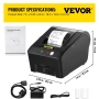 VEVOR Impresora de Recibos Portátil 12V, 2A 58mm, 384 puntos/líneas