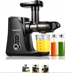 AMZCHEF Vegetable and Fruit Juicer with 2 Speed Modes - Slow Juicer with Portable Bottle and 2 Cups