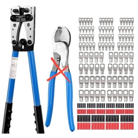 Juego de prensado de cables VORXEON: alicates, tijeras, 100 terminales de cable y tubo termorretráctil