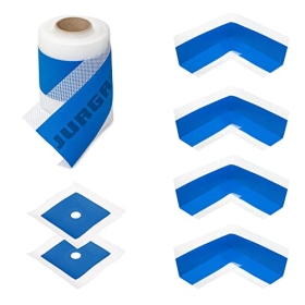 Jurga waterproof sealing tape set (10 m), 2 sleeves, 4 inside corners, sealing for bathroom tiles, outside and inside