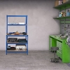 relaxdays Heavy-Duty Shelving Unit & Workbench, 5 Shelves, 180x100x60 cm, Metal