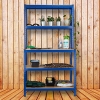relaxdays Heavy-Duty Shelving Unit & Workbench, 5 Shelves, 180x100x60 cm, Metal