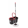 Sistema de fregona Dirt Devil con escurridor - Cubo de 16 L - Fregona redonda - Microfibra - Gris/Rojo