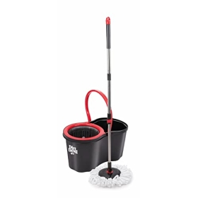 Dirt Devil Mop-System mit Wringer – 16-l-Eimer – runder Mop – Mikrofaser – Grau/Rot