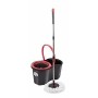 Dirt Devil Mop System mit Wringer – 16 L Eimer – Runder Mop – Mikrofaser – Grau/Rot