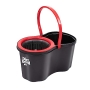 Sistema de fregona Dirt Devil con escurridor - Cubo de 16 L - Fregona redonda - Microfibra - Gris/Rojo