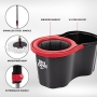 Sistema de fregona Dirt Devil con escurridor - Cubo de 16 L - Fregona redonda - Microfibra - Gris/Rojo