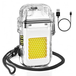 FarFay Y2 Electric Lighter with COB Workshop Lamp, Dual Arc - Waterproof & Windproof & Flameless for Outdoor Adventure, Camping and Survival Hiking