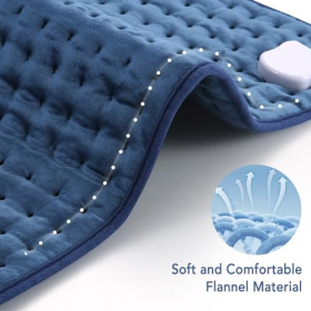 Almohadilla térmica de 50 x 60 cm con apagado automático: 5 niveles de temperatura, calentamiento rápido y protección contra sobrecalentamiento.