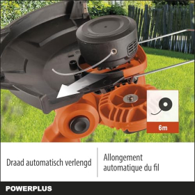 Desbrozadora multifuncional Powerplus para trabajos de jardinería versátiles.