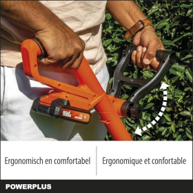 Desbrozadora multifuncional Powerplus para trabajos de jardinería versátiles.