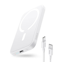 Magnetische Powerbank für iPhone 15-12 Serie, USB-C Powerbank Wireless, Mini Powerbank PD 20W 6000mAh, externe Schnellladebatterie, klein aber leistungsstark, weiß