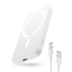 Магнитный Powerbank для iPhone 15-12 Series, USB-C Powerbank Wireless, Mini Powerbank PD 20W 6000mAh, внешняя батарея быстрой зарядки, маленькая, но мощная, белый