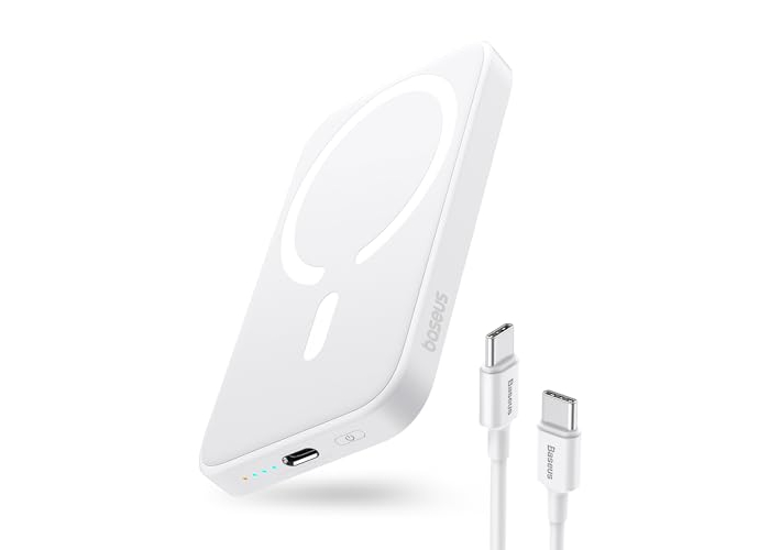 Magnetic Power Bank for iPhone 15-12 Series, USB-C Power Bank Wireless, Mini Power Bank PD 20W 6000mAh, External Fast Charging Battery, Small but Powerful, White Magnetic Power Bank for iPhone 15-12 Series, USB-C Power Bank Wireless, Mini Power Bank PD 20W 6000mAh, External Fast Charging Battery, Small but Powerful, White