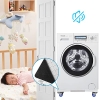 Adjustable washing machine and refrigerator stand with wheels and noise damping
