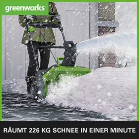 Soplador de nieve inalámbrico Greenworks, motor sin escobillas, ancho de trabajo de 51 cm