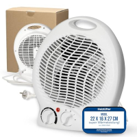 Mobiler Heizlüfter 2000W mit Thermostat und 4 Heizstufen, Weiß