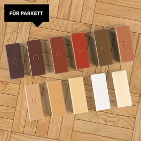 MAXXMEE set de reparación para laminado y parquet | Para suelos de parquet, laminados y corcho, así como para muebles, puertas y ventanas | Con pinzas para el cabello en el fusor de cera | Juego de 20 piezas [11 colores de cera]