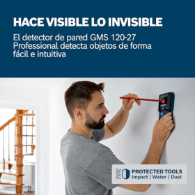 Bosch GMS 120-27 Localizador Profesional, Detección hasta 120mm, Metal, Madera, Cables
