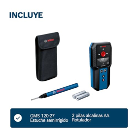 Bosch GMS 120-27 Localizador Profesional, Detección hasta 120mm, Metal, Madera, Cables