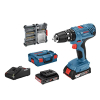 Bosch Professional GSB 18V-21 Cordless Impact Drill (55 Nm, 2 Batteries, 40-Piece Set)