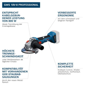 Amoladora angular inalámbrica Bosch Professional de 18 V y 125 mm