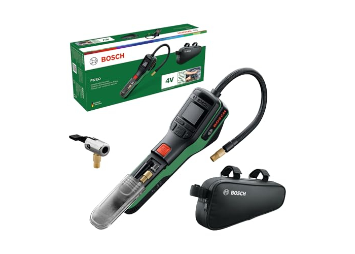Bosch PNEO battery-powered air pump with adapters and bicycle bag Bosch PNEO battery-powered air pump with adapters and bicycle bag
