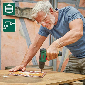 Bosch EasyDrill 1200, cordless drill/driver, 12V, 2.0 Ah, set, soft bag, green