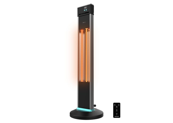 Уличный электрический обогреватель ReadyWarm 2000 Power Tower 2000 Вт, галогенный, 3 режима от Cecotec, с пультом и дисплеем Уличный электрический обогреватель ReadyWarm 2000 Power Tower 2000 Вт, галогенный, 3 режима от Cecotec, с пультом и дисплеем