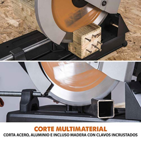 Evolution - Multifunctional miter saw, cuts mild steel, aluminum, plastic and even wood with nails in it