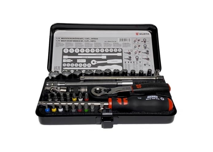 Zebra Würth 1/4 inch socket wrench set 34 pieces Zebra Würth 1/4 inch socket wrench set 34 pieces