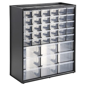 Stanley storage box with 39 drawers, 36.5 x 43.5 x 15.5 cm