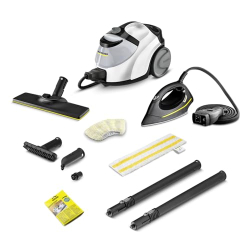 Limpiadora a vapor de mano Kärcher SC 5 EasyFix con conexión de agua caliente y kit para suelos.