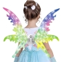 WOTEG Fairy Wings with Light | Swinging Elf Wings with Flexible Shoulder Strap - Party Fancy Dress, Vivid Wings for Masquerade, Theater Performance, Birthday Costume