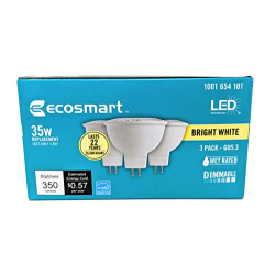 Dimmable LED bulbs MR16 GU5.3 Ecosmart – 35 W equivalent, clear white, pack of 3