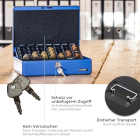 HMF Geldkassette mit Schloss und Münzeinsatz, Schwarz