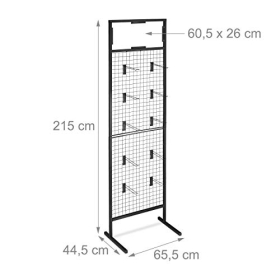Relaxdays Shop-Thekenständer mit Gitterpanel und 10 Haken, Schwarz