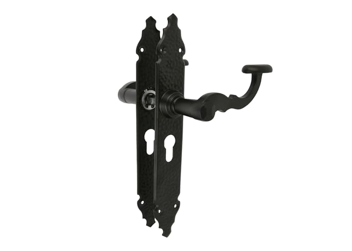 Juego de manijas Amig 100PB – Zamak, acero, negro, 280x44mm, forjado a mano Juego de manijas Amig 100PB – Zamak, acero, negro, 280x44mm, forjado a mano