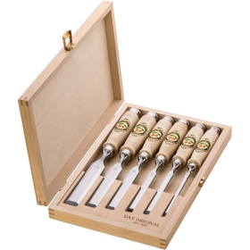 CHERRIES Tools Meißelset – 6-teilig, Hainbuchengriffe, in einer Holzkiste