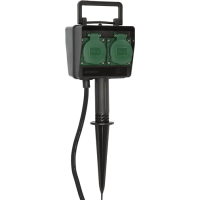 Brennenstuhl 4-way garden socket with ground spike and 10 m cable, black