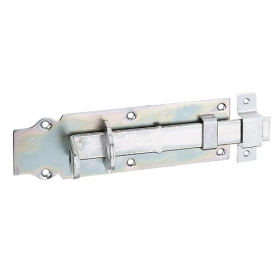 Straight padlock bolt with flat handle, fixed strike plate – Alberts – galvanized