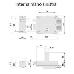 CISA electric surface-mounted lock 12V galvanized black left version