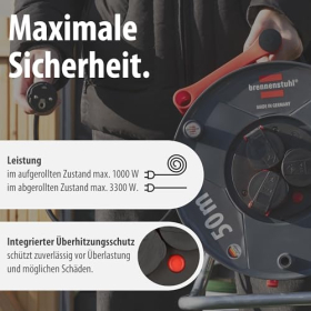 Brennenstuhl Garant V2 Kabeltrommel, 50m, IP44, 3 Steckdosen, Outdoor