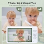 Bonoch 7-inch Baby Monitor with 720P HD Camera, 6000mAh, Night Vision, Two-Way Sound, 8 Lullabies