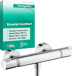 Hansgrohe Ecostat Comfort shower thermostat with SafetyStop, 1 function, chrome