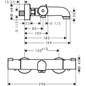 hansgrohe Ecostat 1001 CL – Thermostat für Badewannenansicht, Wannenarmatur mit Sicherheitstaste